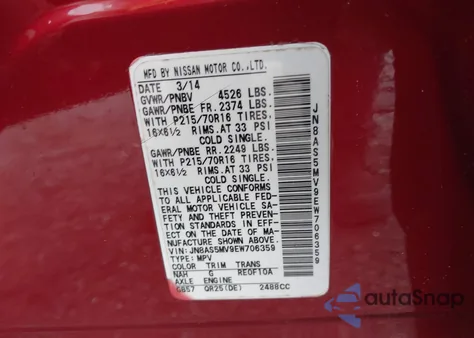 2014 Nissan Rogue Select S from USA, damaged, VIN JN8AS5MV9EW706359